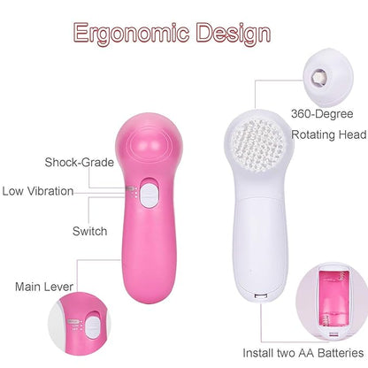 Facial Cleansing Brush 5 in 1 Portable Electric Facial Massager
