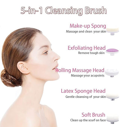 Facial Cleansing Brush 5 in 1 Portable Electric Facial Massager