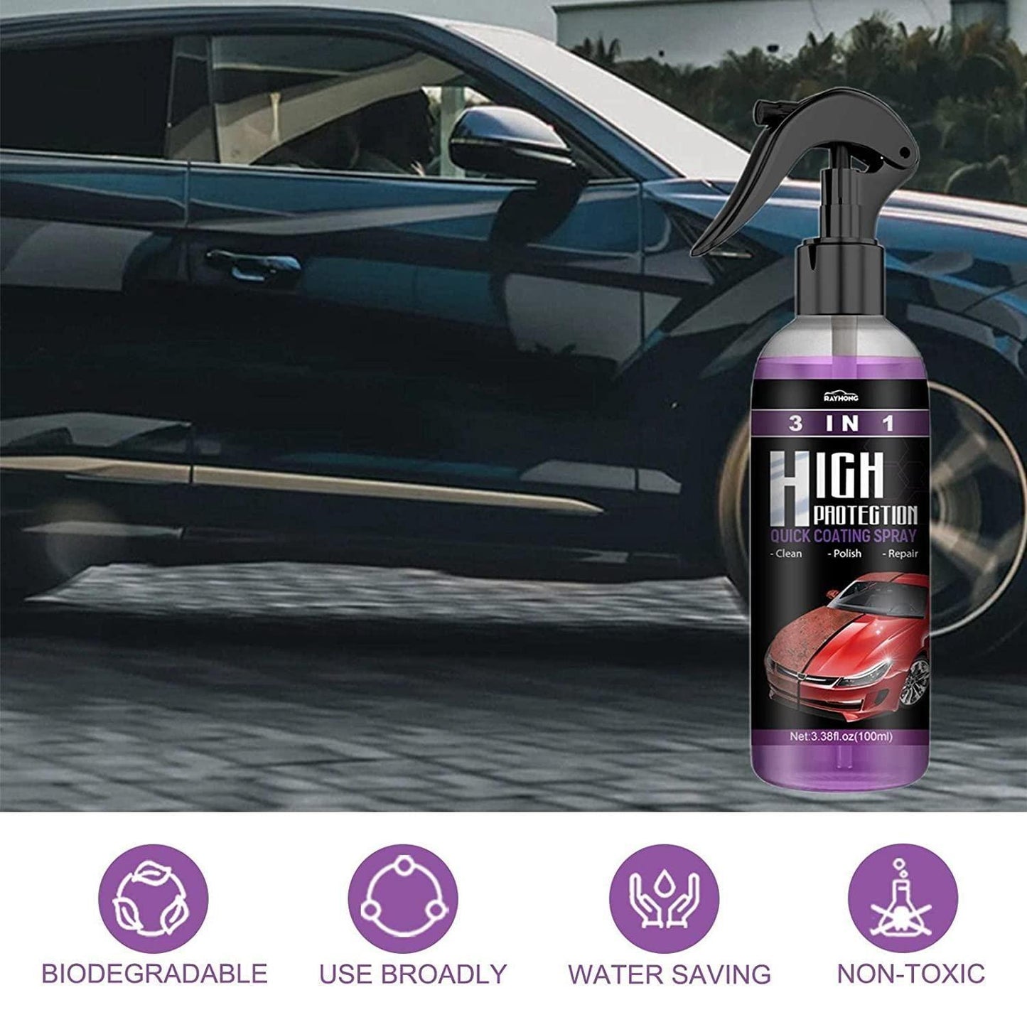 Hydrophobic Polish Nano Coating Agent Car Scratch Spray (Pack of 2)