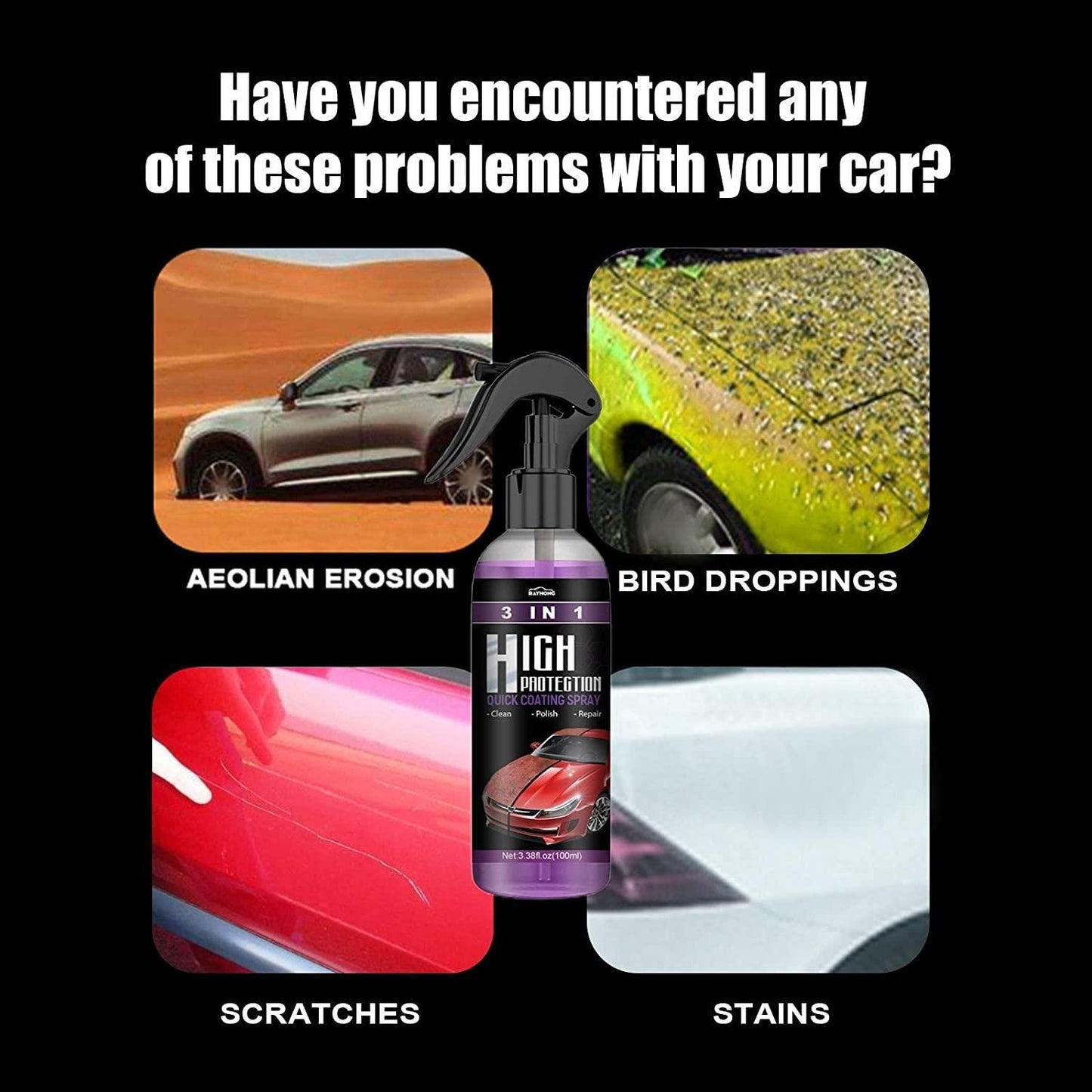 Hydrophobic Polish Nano Coating Agent Car Scratch Spray (Pack of 2)