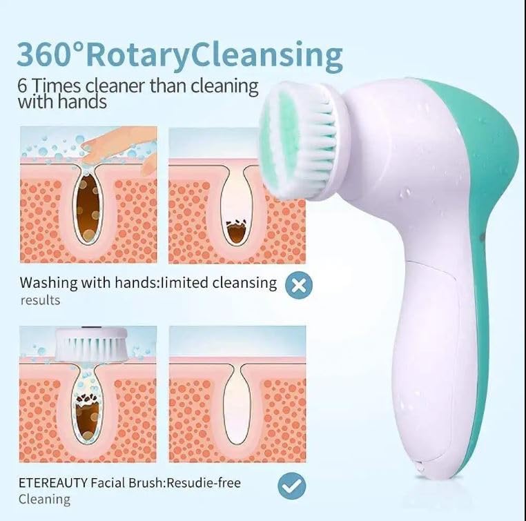 Facial Cleansing Brush 5 in 1 Portable Electric Facial Massager