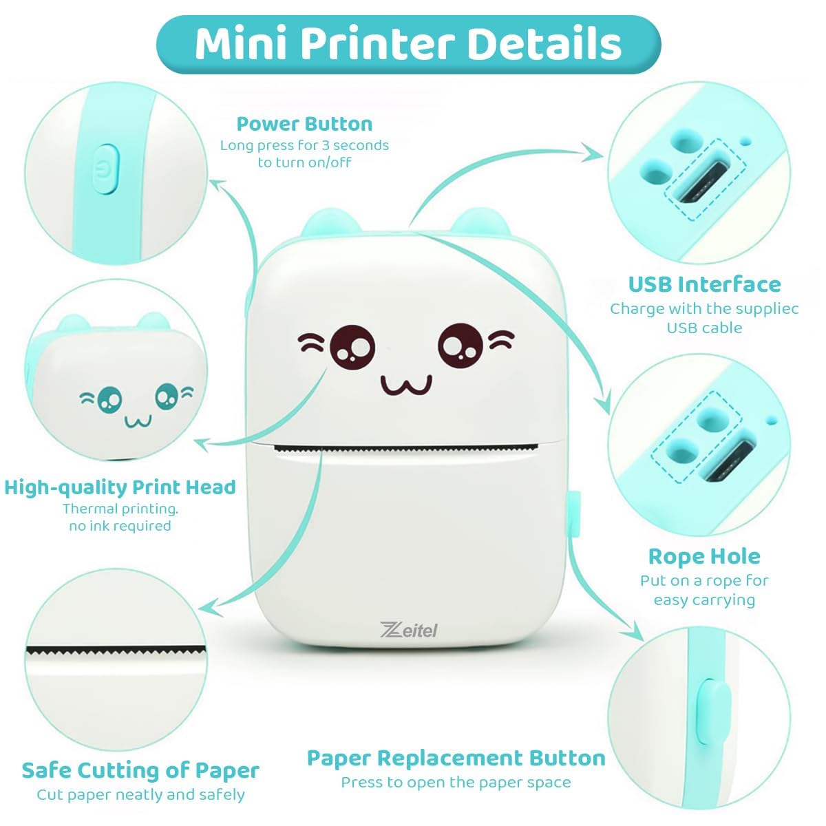 Mini Thermal Printer | Inkless Sticker Printer